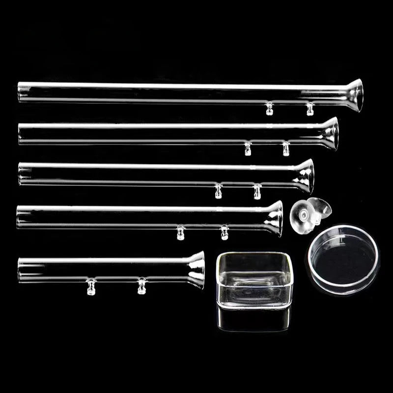 Glass Aquarium Shrimp Feeder Bowl & Tube (Transparent, Snail & Shrimp Food Dish)
