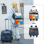 Foldable 2-in-1 Rolling Pet Carrier Backpack with Wheels (Dual-Use, Ventilated, Travel-Ready)