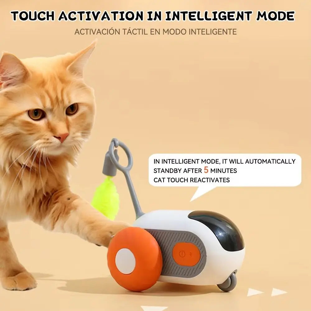 Rechargeable RC Smart Rolling Turbo Tail Cat Toy — Automatic Electronic Moving Car for Cats