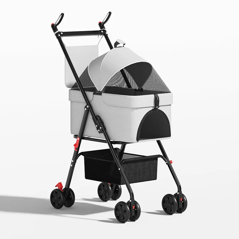 Pet Cart, Cat and Dog Cart, Small, Lightweight, Foldable Teddy, Outdoor Cart, Detachable for Going Out