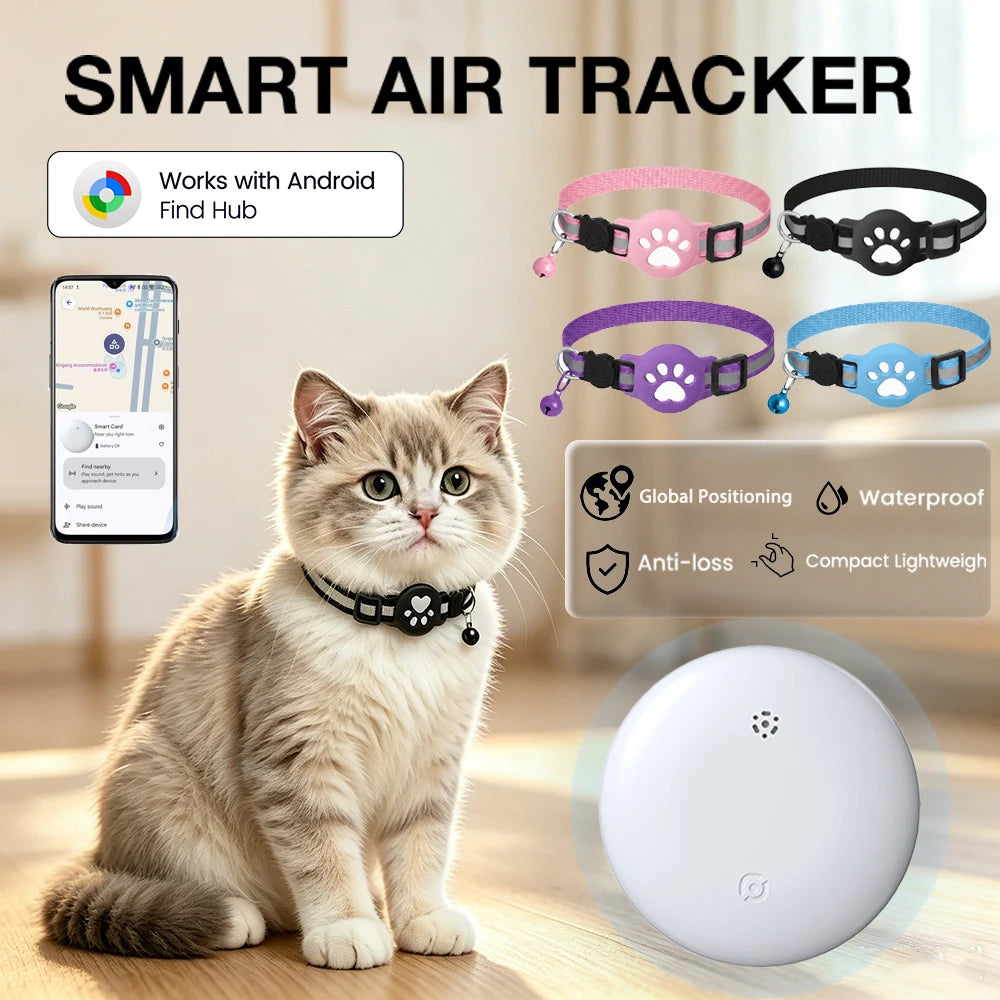 Lightweight Waterproof Smart Cat Tracking Collar - Google Find Hub Compatible Anti-Loss Bluetooth GPS Locator