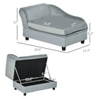 Luxury Dog Sofa Bed with Hidden Storage (Pale Gray)
