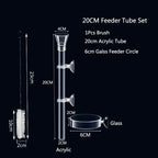 Acrylic Aquarium Shrimp Feeding Dish & Tube (Transparent, 20–30cm, Snail & Shrimp)