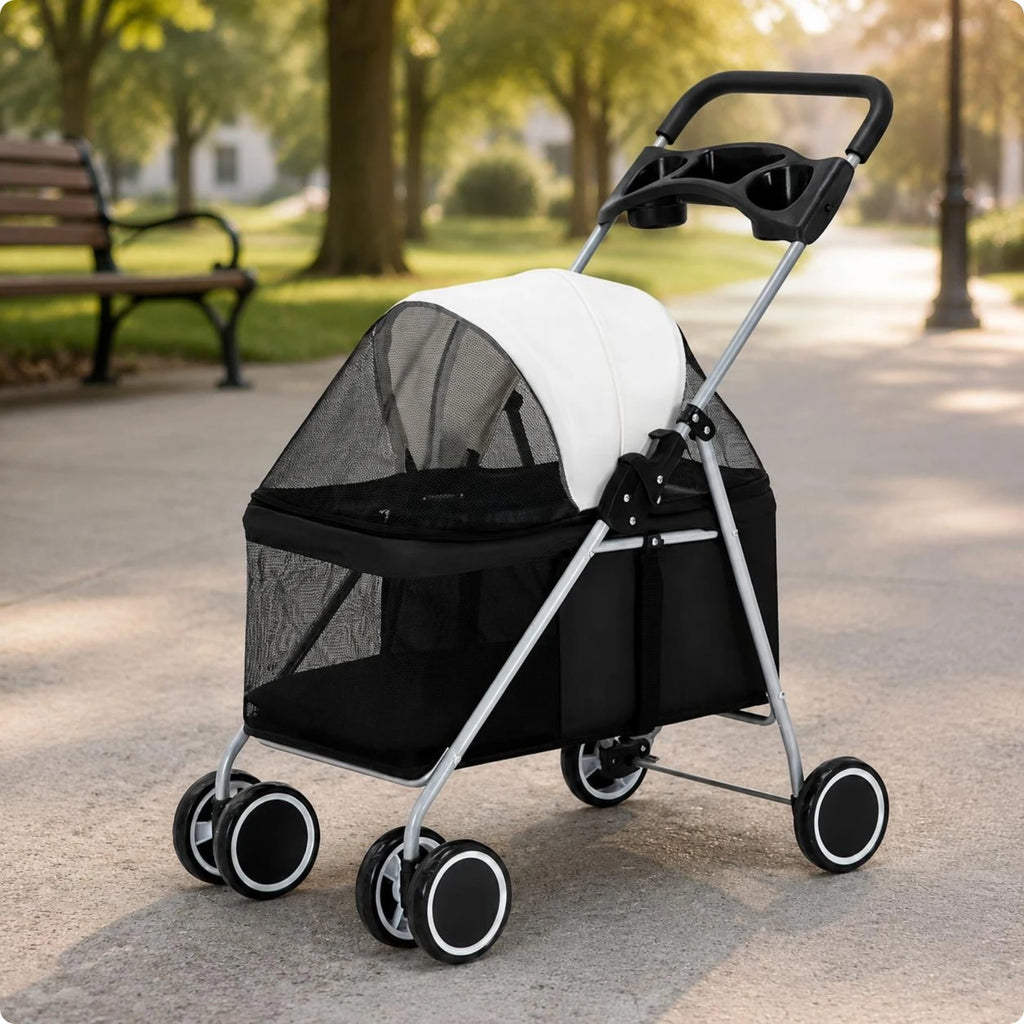 Foldable Pet Stroller twinWheel Pet Carrier for Outdoor Transport