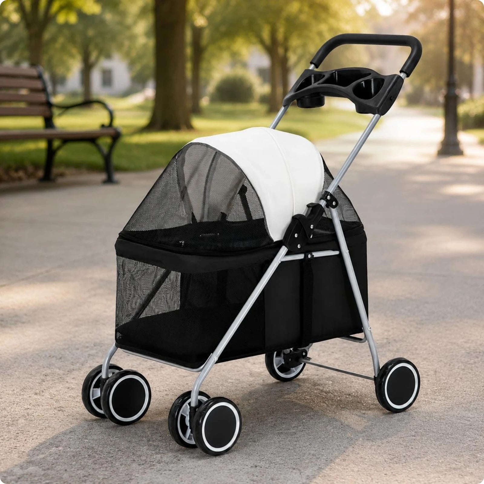 Foldable Pet Stroller twinWheel Pet Carrier for Outdoor Transport