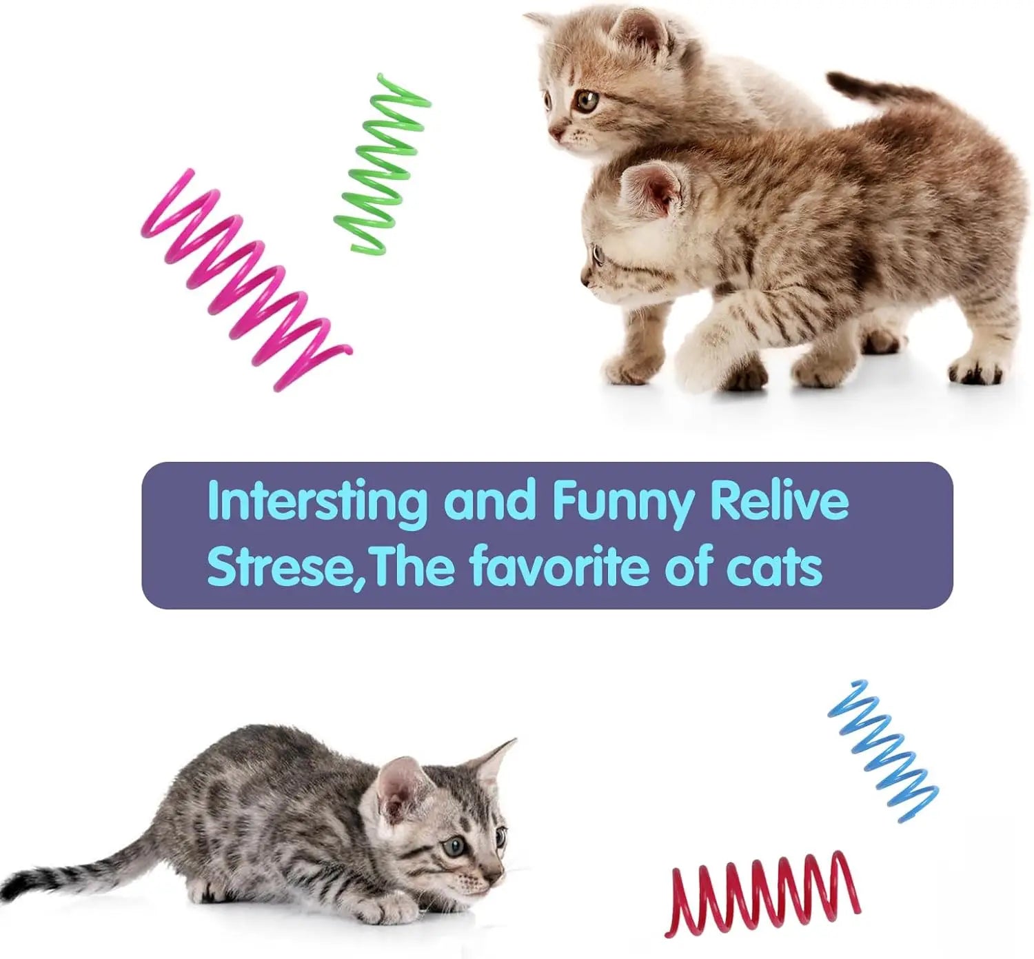 12-Pack Colorful Cat Spring Coil Toys — Durable Heavy Plastic Spiral Springs for Indoor Cat Self-Play