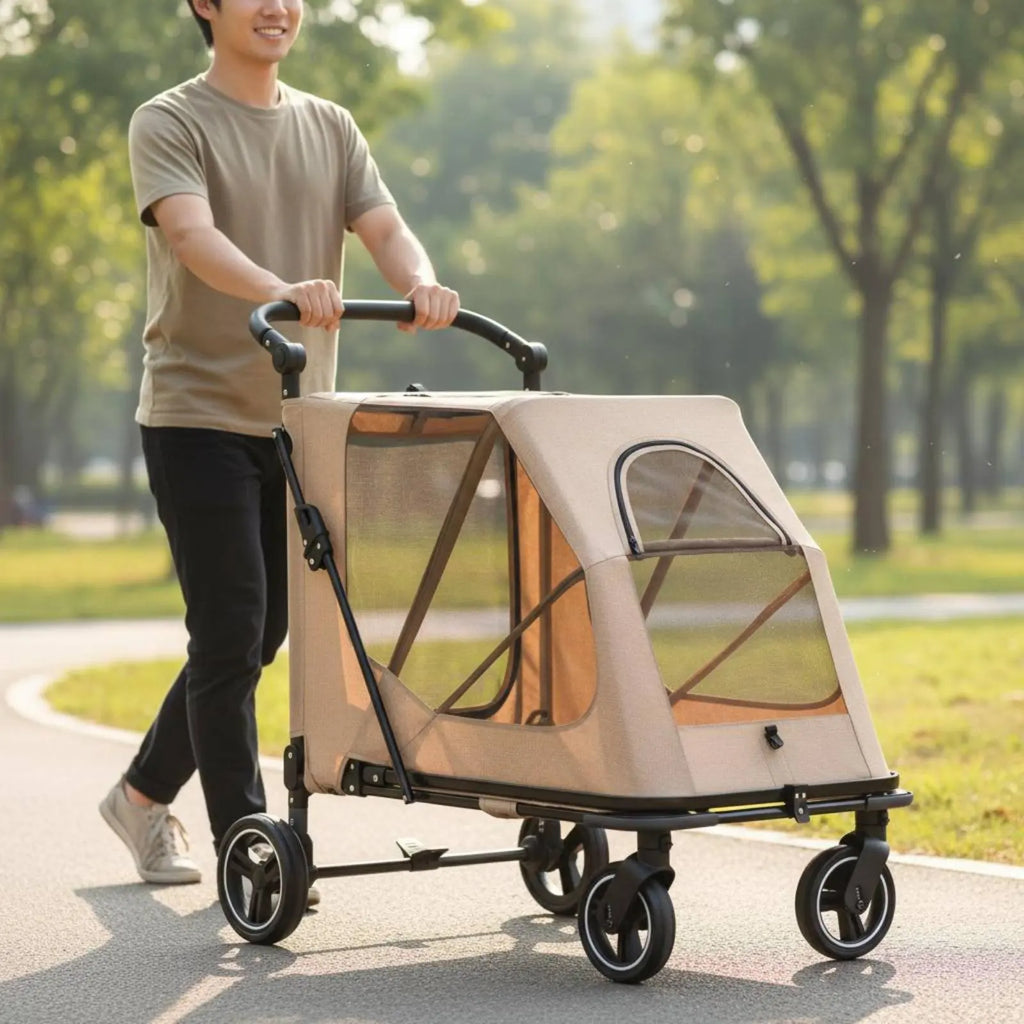 Foldable Dog Stroller Portable Foldable Pet Stroller Dog Wagon Large Size Rolling Carrier Breathable Mesh for Travel, Shopping