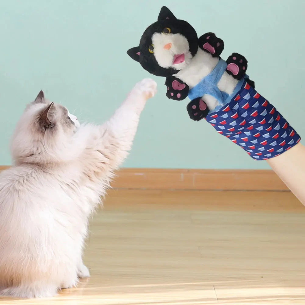 Cat & Dog Wrestling Hand Puppet Glove Toy — Padded Interactive Play Puppet