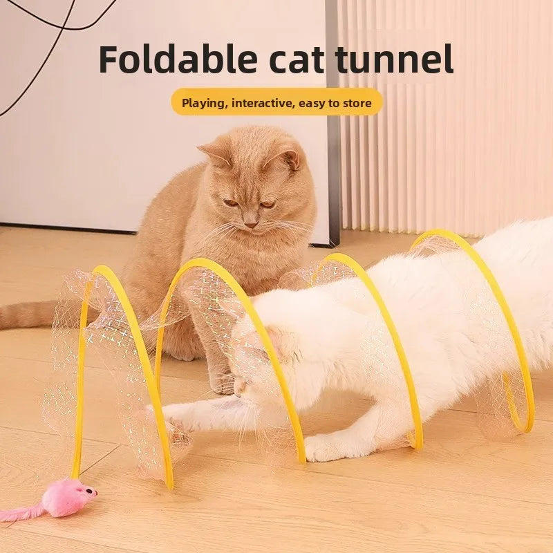 S-Type Foldable Cat Tunnel Toy — 8-Channel Steel Wire Self-Play Cat Supplies Tunnel