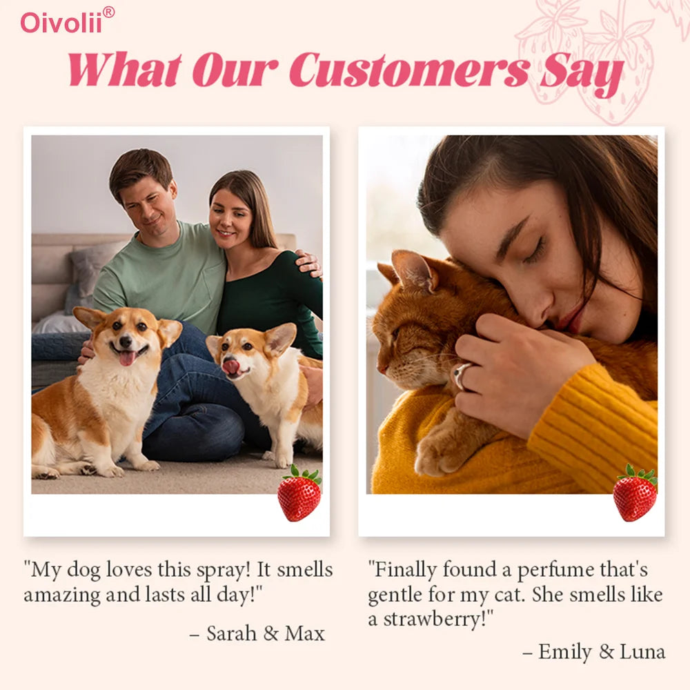Pet Perfume Spray Sweet Strawberry Scent Long Lasting Fragrance Gentle Formula For Dogs Cats All Breeds Daily Grooming And Fresh