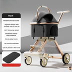 Portable Detachable Pet Stroller Cat and Dog Stroller Lightweight Pet Stroller for Outdoor Travel Foldable Dog Cart