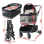 ROODO 2026 Upgraded Version 3-in-1 Dog Cat Stroller with Detachable Carrier Folding Lightweight Portable Travel Pet Gear All-Te
