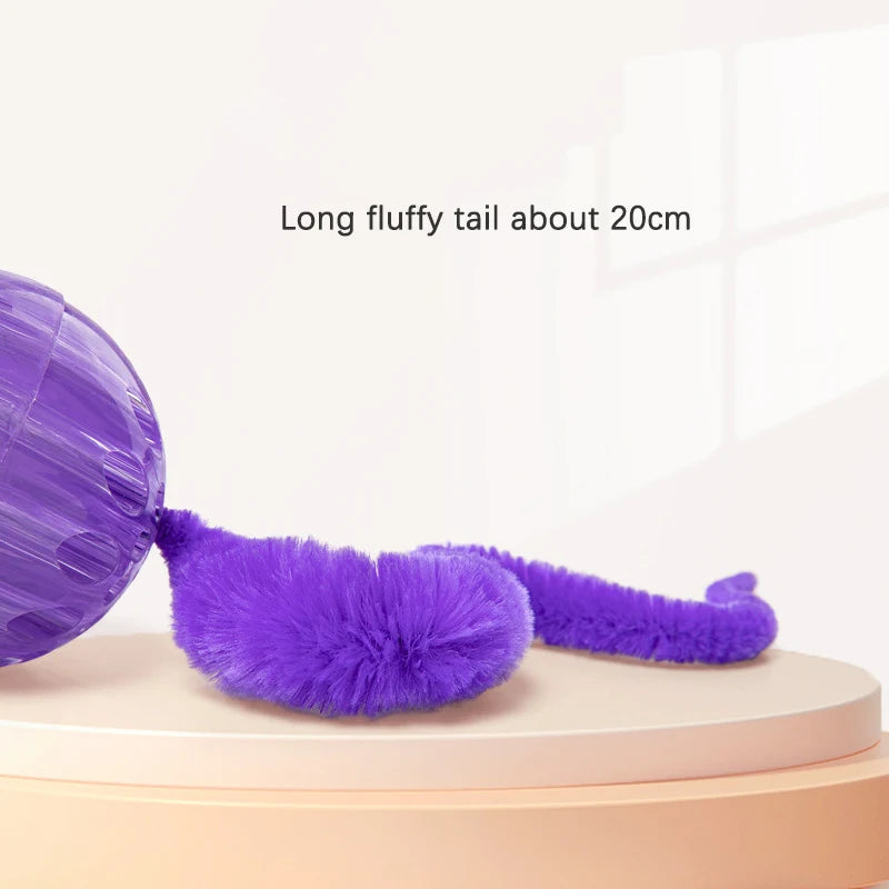 3-Pack Bouncing Caterpillar Cat Toy Wands — Bite-Resistant Rubber Ball with Tail for Kittens