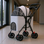 Foldable Pet Stroller Carrier Wheeled Mesh Pet Stroller