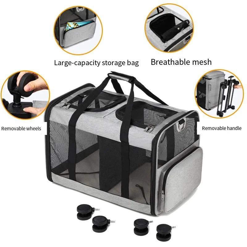 2026 Double-layer Pull-out Pet Bag, Single Shoulder Handheld Backpack, Portable Outdoor Travel Carrier for Cats & Dogs