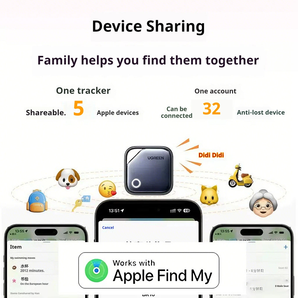UGREEN Smart Bluetooth Tracker with 2-Year Battery for Keys & Phones - Apple Find My Compatible (iOS)