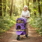BestOffice 3-Wheel Foldable Pet Stroller with Cup Holder - Lightweight Travel Carrier for Small & Medium Dogs & Cats