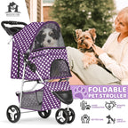 Magshion 3 Wheels Pet Dog Cat Stroller for Small Medium Dogs Cats, Foldable Jogger Stroller w/Storage Basket and Cup Holder