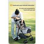 3-in-1 Folding Dog Stroller Pet Stroller 4 Wheel Foldable Pet Stroller with Detachable Carrier Storage for Small Dogs Cats
