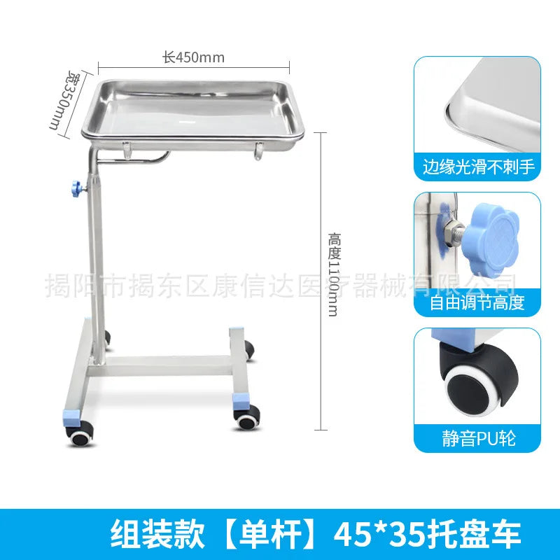 High-Quality Pet Clinic Carrier Stainless Steel Medical Trolley Vet Hospital Operation Trolley Cart Stainless Steel Vet