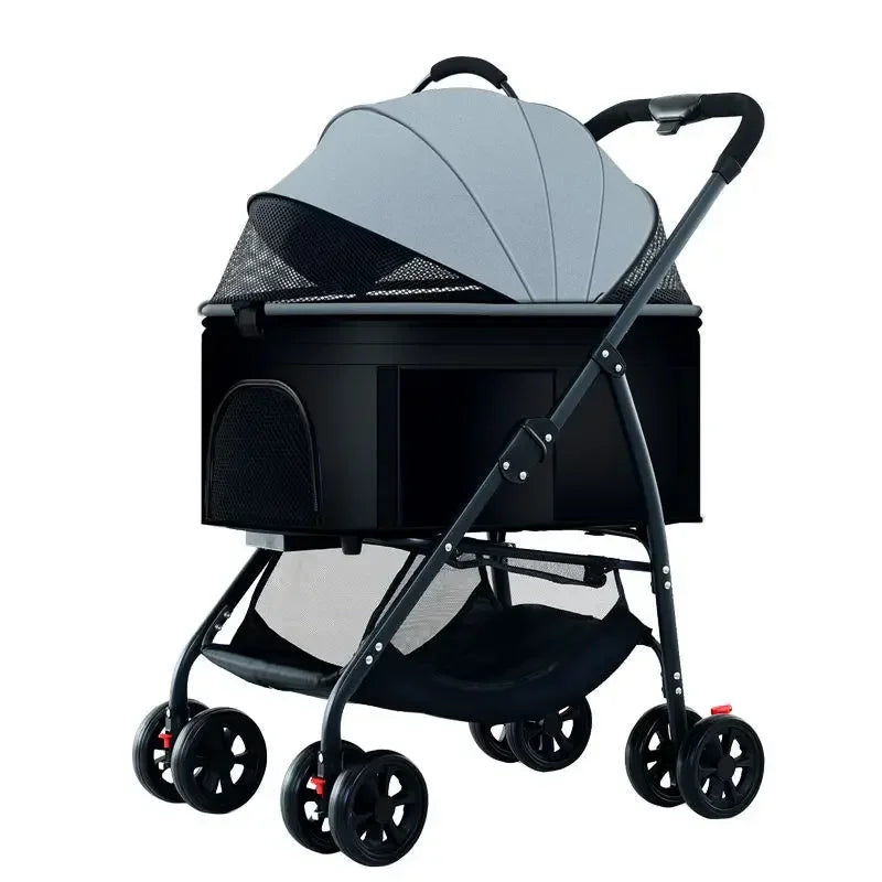 New Portable Foldable Pet Stroller Detachable Pet Stroller Pet Carrier Cat Travel Supplies Lightweight and Breathable Cat Basket