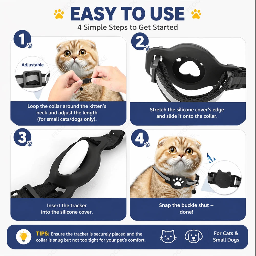 Lightweight Waterproof Smart Cat Tracking Collar - Google Find Hub Compatible Anti-Loss Bluetooth GPS Locator