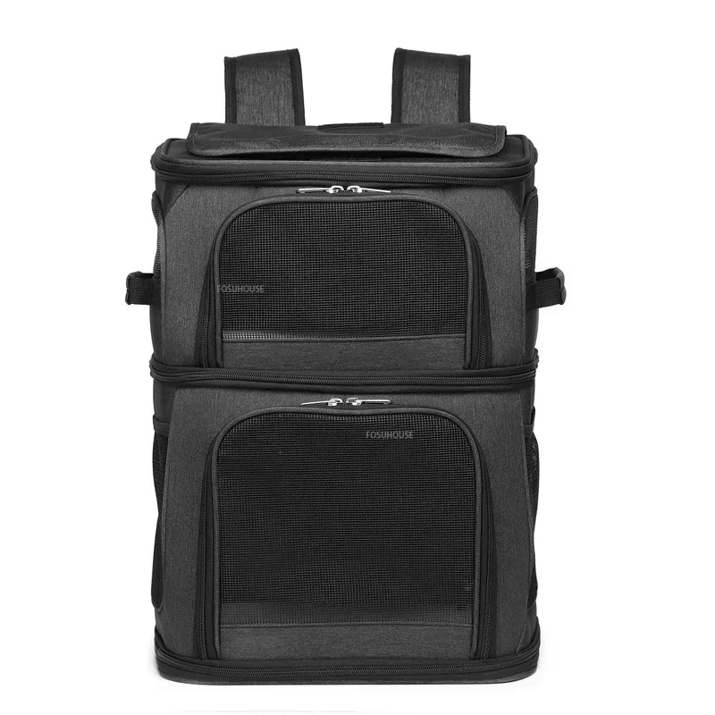 Pet Trolley Case Double Layer Large Capacity Breathable Cat Dog Carrier Stroller for Outdoor Travel Two Pet Portable Carrying