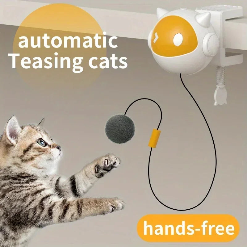 Electric Raising & Lowering Hairy Ball Cat Toy — Interactive Self-Play Electric Cat Balls
