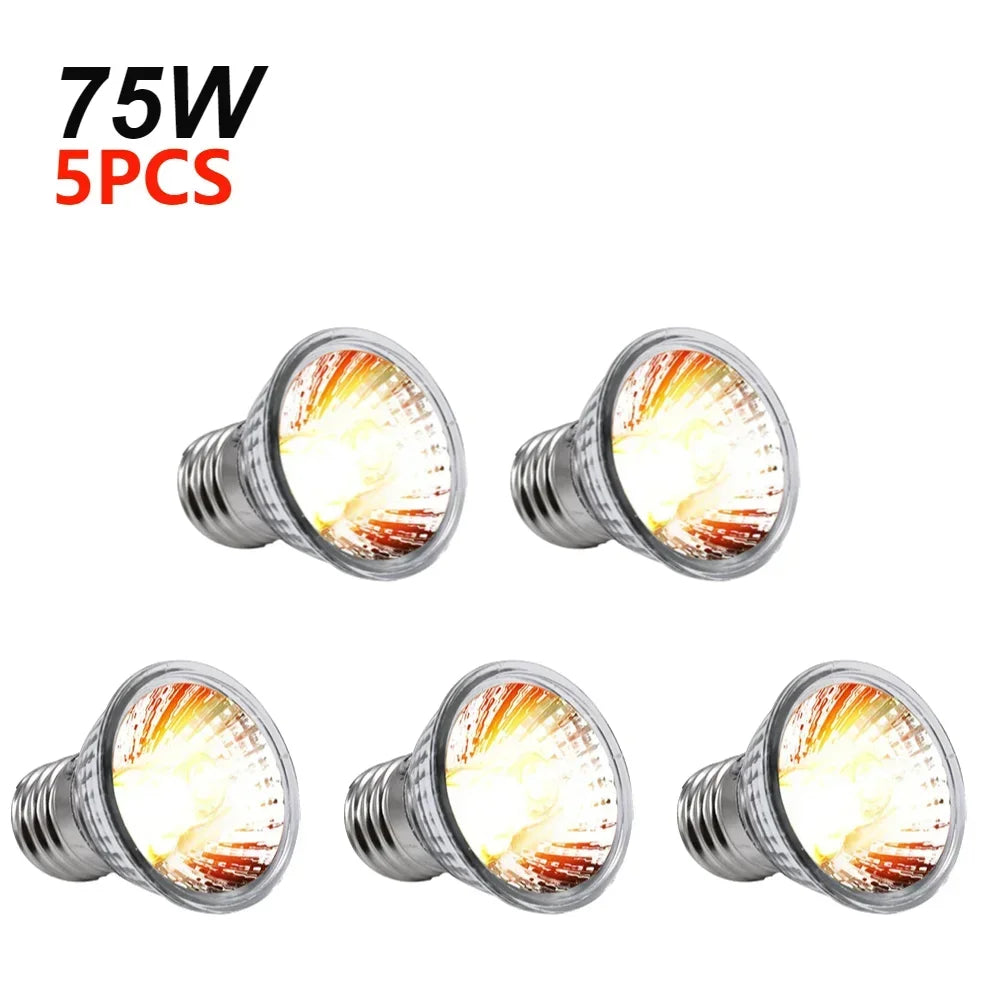 1-20PCS 25/50/75W UVA+UVB Reptile Lamp Bulb Turtle Basking Heating Light UV Light Bulbs Full Spectrum Sunlamp for Amphibians
