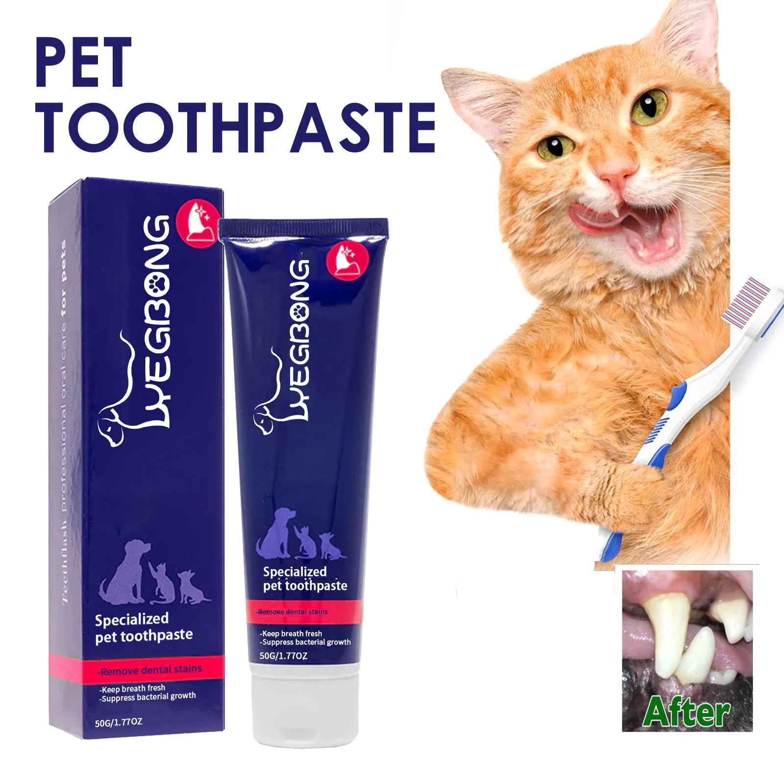 Pet Oral Cleaning Toothpaste Freshen Breath Reduce Yellowing Remove Tartar Cat Dog Gentle Teeth Brightening Toothpaste For Pets