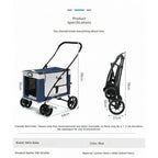 Pet Stroller Large Space, Portable Foldable Dog Cat Carrier, Detachable Design for Multiple Pets, Travel Pet Carriage