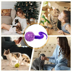 3-Pack Bouncing Caterpillar Cat Toy Wands — Bite-Resistant Rubber Ball with Tail for Kittens