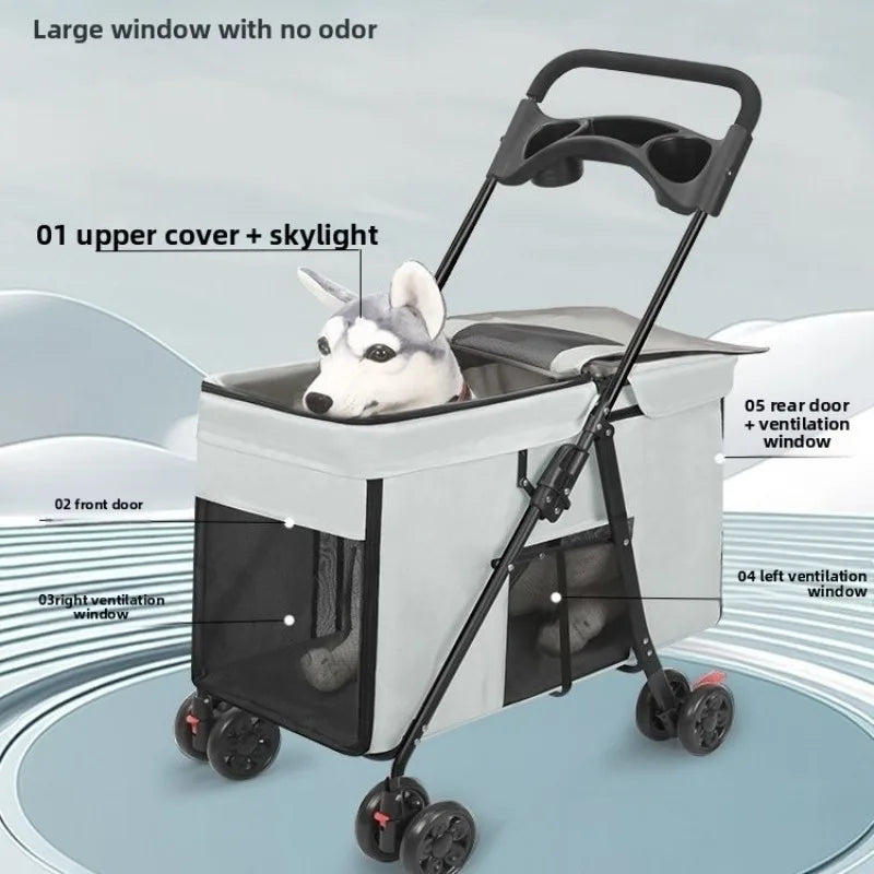 Medium Sized Dog Pet Stroller Multifunction Foldable Outdoor Push Cart Portable Cats Small Dogs Dog Stroller Cat Stroller