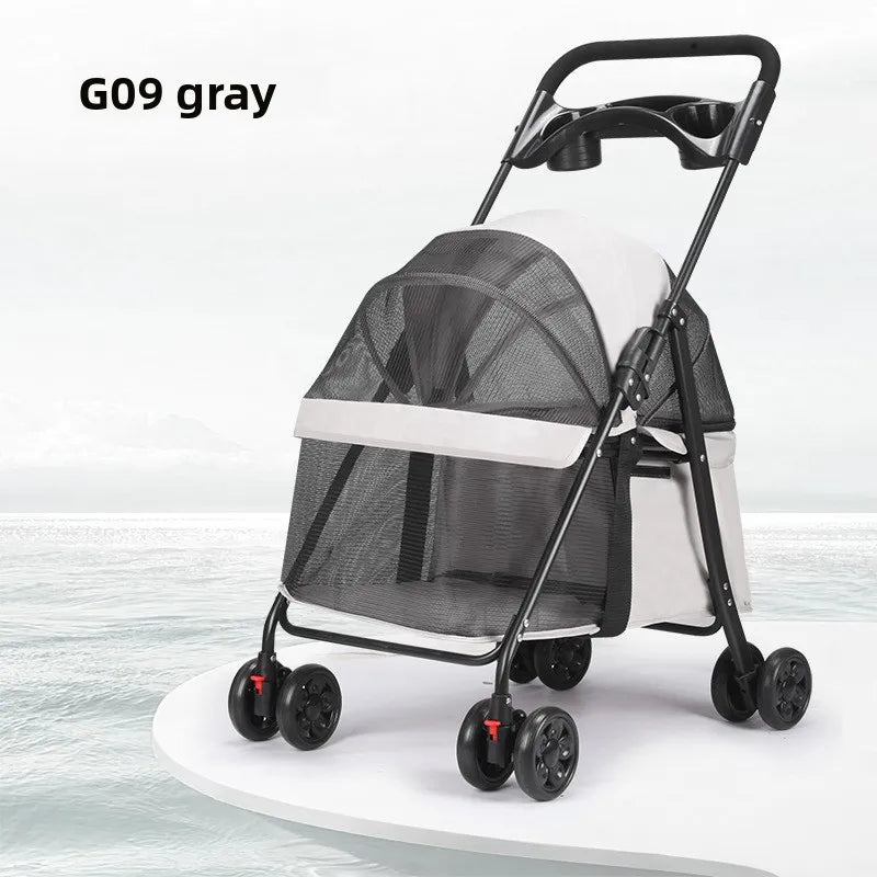 Pet Stroller Cat Dog Small Breeds Lightweight Foldable Outdoor Push Cart Pet Trolley Puppy Stroller Lightweight