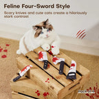 Potaroma 4-Pack Knife-Shaped Catnip Crinkle Toys — Indoor Exercise for All Breeds