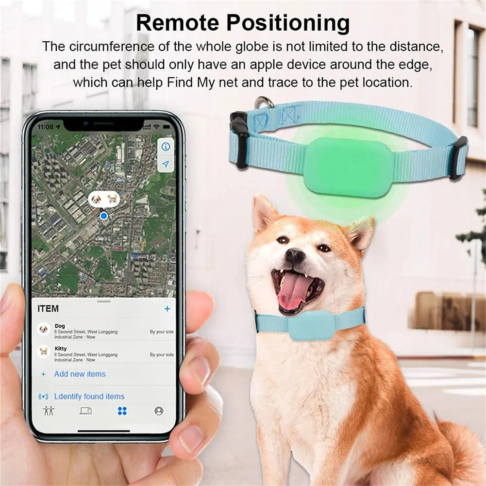 Waterproof Bluetooth GPS Adjustable Collar Tracker for Dogs & Cats - Real-Time Anti-Loss Locator (iOS & Android)