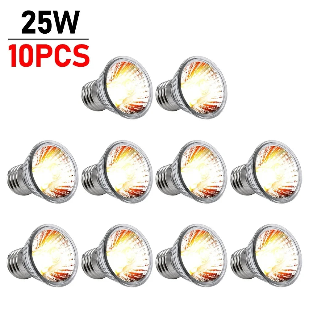 1/2/5/10PCS UVA +UVB Reptile Heating Light Bulb 25/50/75W Snake Turtle Pet Full Spectrum Basking UV Light Bulbs For Amphibians