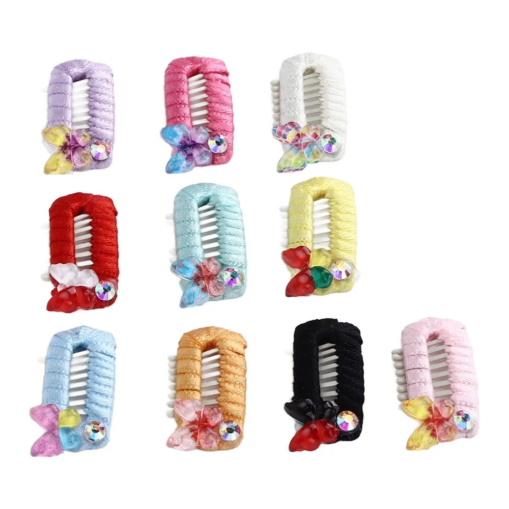 Bow Pattern Pet Hair Clips 10-Pack (Floral, Mini, for Small Dogs)