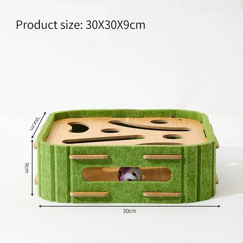 Cat Teaser Stick Puzzle Maze Box — Hole-Digging Ball Game Self-Entertainment Device for Kittens
