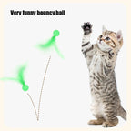 Feather Stick Bouncy Ball Cat Toy — Catnip Feather Tossing Ball for Self-Relief Interactive Play
