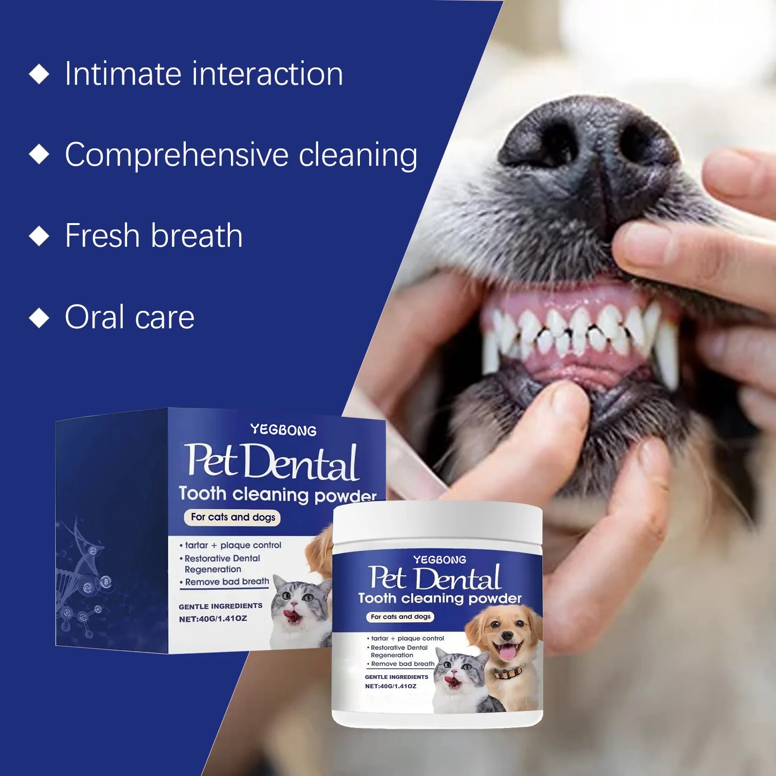 Pet dental cleaning powder Eliminates Oral Odors Remover Dog Teeth Plaque Reduces Calculus Tooth Cleaning Powder For Cat And Dog