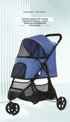 Pet Stroller Lightweight, 3-Wheel Dog Cat Carrier for Small to Medium Pets, Portable Travel Cart, Outdoor Walking