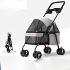 Foldable Pet Stroller, Lightweight Travel Carrier for Small Dogs Cats Up to 15 lbs, Portable Puppy Pushchair