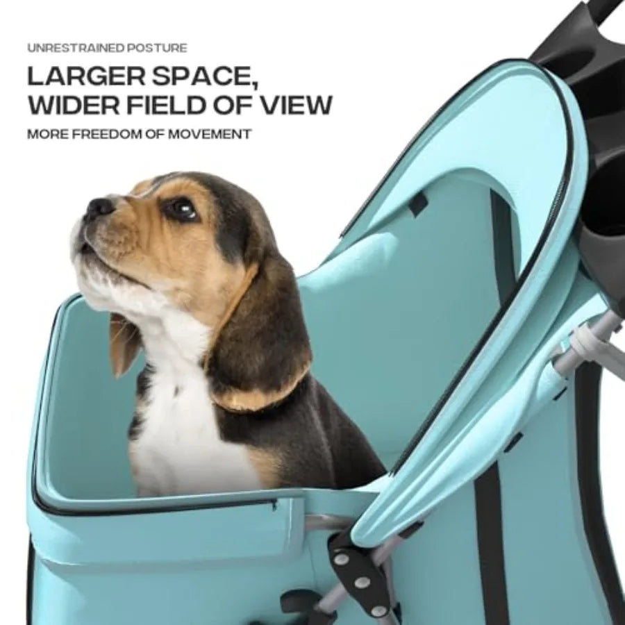 Pet Stroller for Small Dogs 10 lbs, Dog Stroller for Medium Dogs 30 lbs, Cat Strollers for 2 Cats, 3 Wheels Foldable Jogger Pup