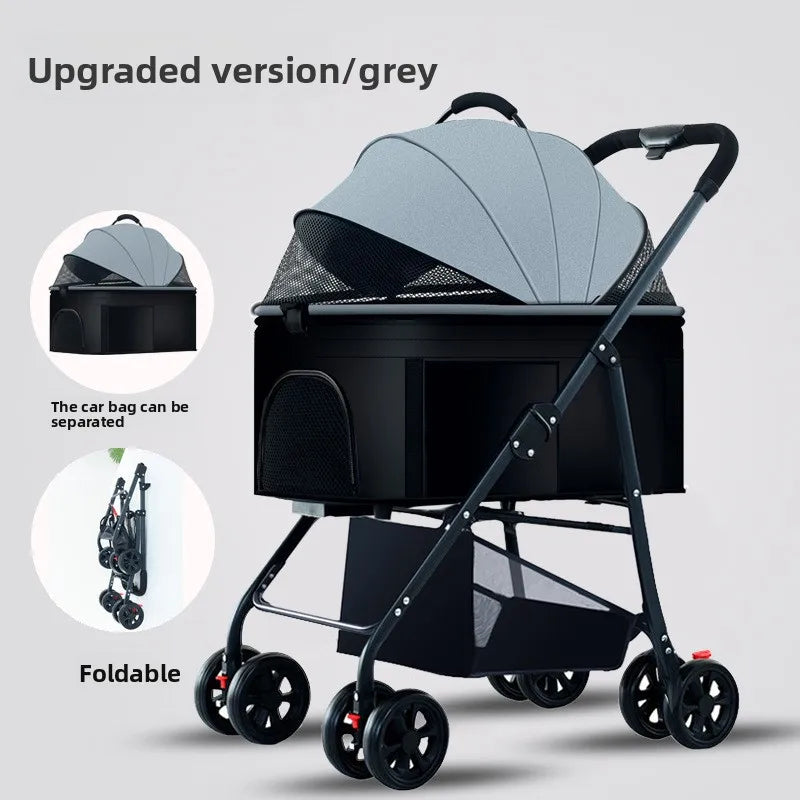 Pet Dog Stroller 3-in-1 Dog Wagon with Removable Carrier Cat Stroller for Medium Dogs Up To 55lbs Easy Foldable Pet Stroller
