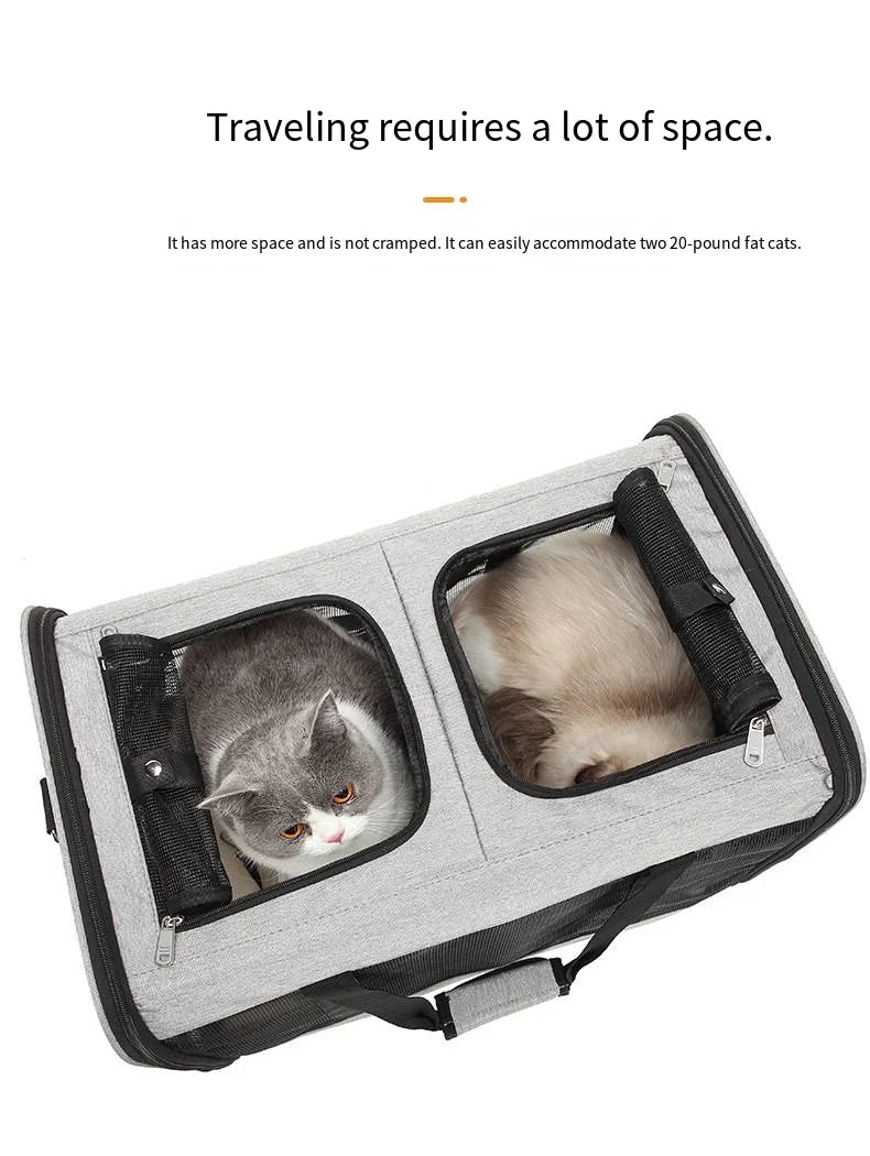 2026 Double-layer Pull-out Pet Bag, Single Shoulder Handheld Backpack, Portable Outdoor Travel Carrier for Cats & Dogs
