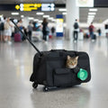 Pet Travel Crate with Wheels (23 Inch, 35lbs Capacity, Telescopic Handle)