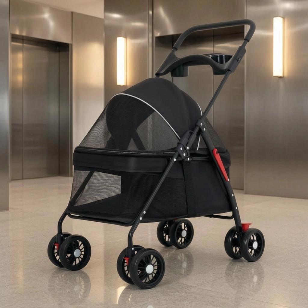 Foldable Pet Stroller Lightweight Feline and Dog Stroller Compact Ventilated for Cats, Outdoor Walking, Travel