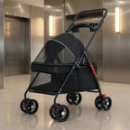 Foldable Pet Stroller Lightweight Feline and Dog Stroller Compact Ventilated for Cats, Outdoor Walking, Travel