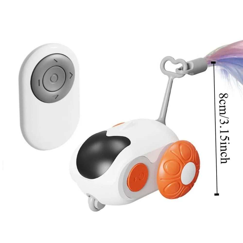 Rechargeable RC Smart Rolling Turbo Tail Cat Toy — Automatic Electronic Moving Car for Cats